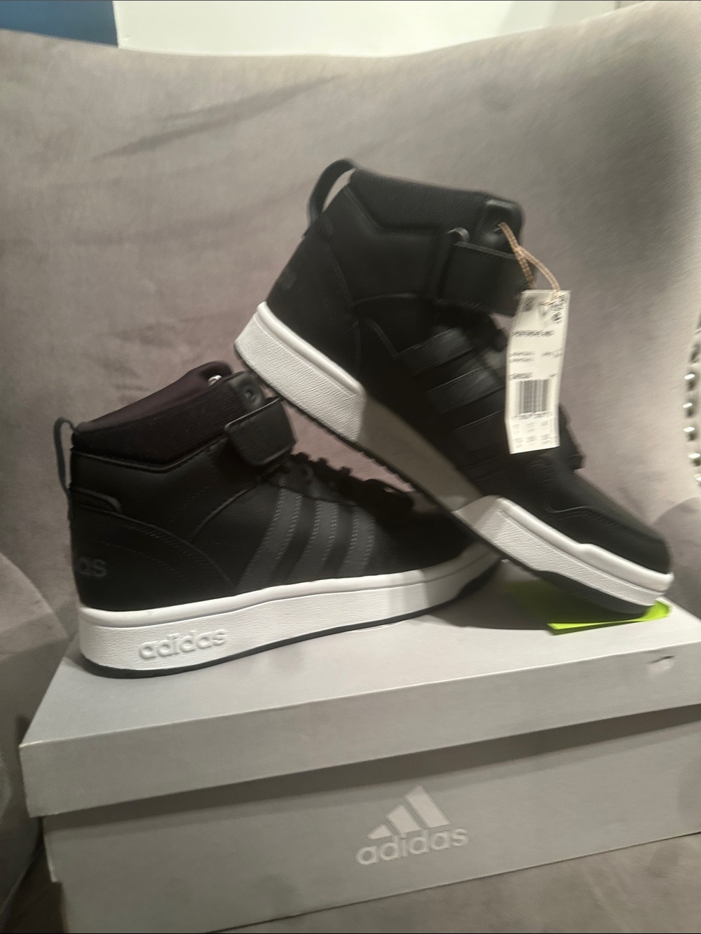 adidas Black and White Mid-Top Athletic Sneakers